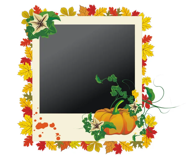 Autumn photo frame with pumpkin — Stock Vector