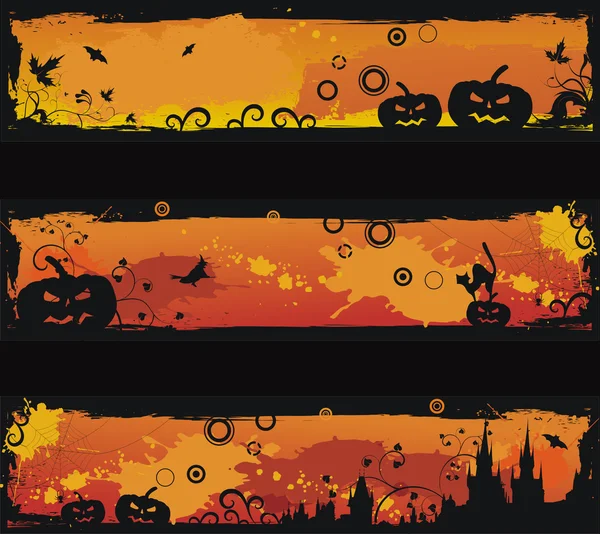 Three grunge halloween vector banners — Stock Vector