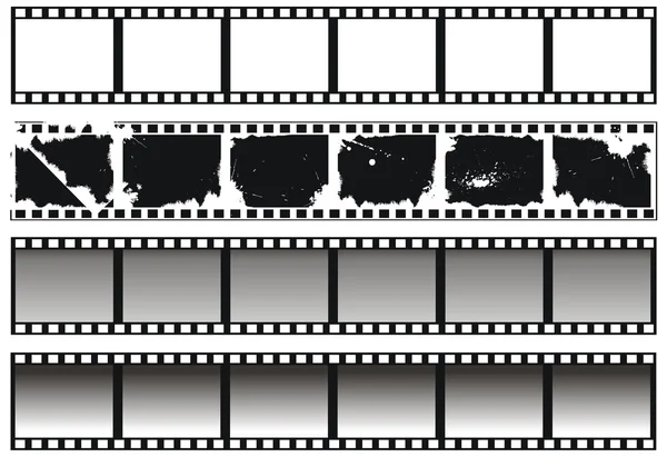 Conjunto de tiras de película en blanco y negro — Vector de stock