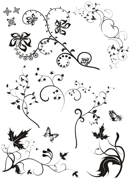 Collection of vector floral patterns — Stock Vector