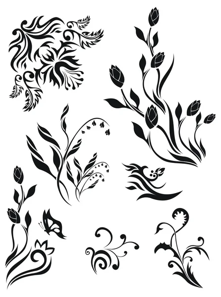 Collection of vector floral patterns — Stock Vector