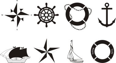 Nautical vector symbols clipart