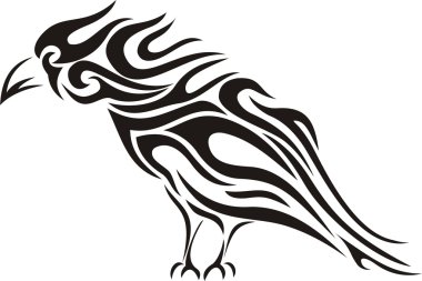 Tribal raven vector tattoo clipart