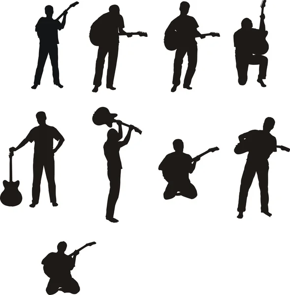 stock vector Man with guitar - silhouettes