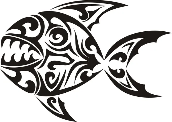 Tatuaggio vettoriale del pesce tribale — Vettoriale Stock