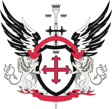 Heraldic shield with cross flory clipart