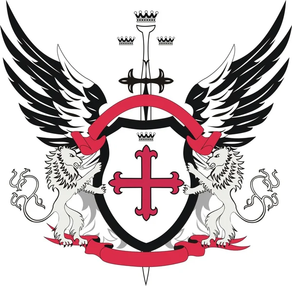 Heraldic shield with cross flory — Stock Vector
