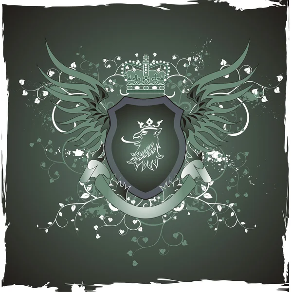 Grunge emblema do vintage com griffin — Vetor de Stock