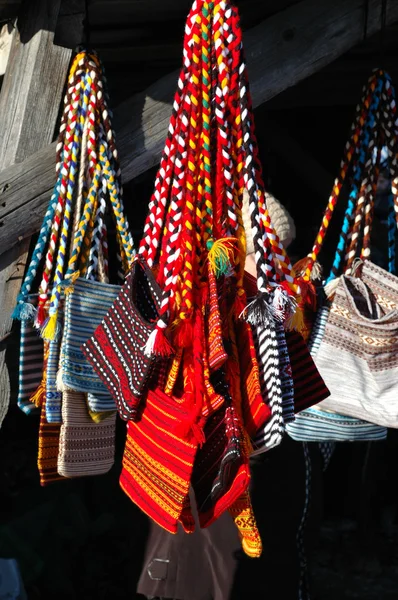 Ukrainian bags for sale at fair in Kosov — Stock Photo, Image