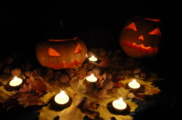 Calabaza de Halloween naturaleza muerta — Foto de Stock