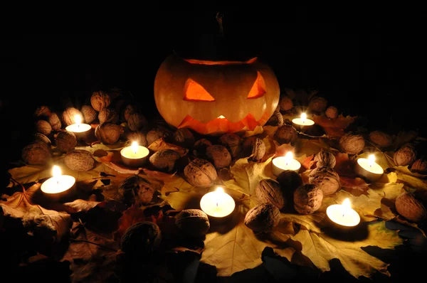 Calabaza de Halloween naturaleza muerta — Foto de Stock