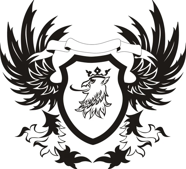 Bouclier rétro Grunge avec tête de griffon — Image vectorielle