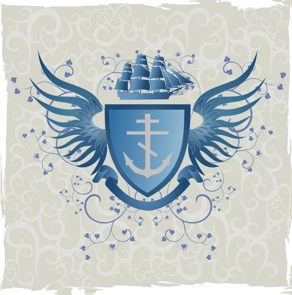 Emblema vintage con cruz de marinero — Archivo Imágenes Vectoriales