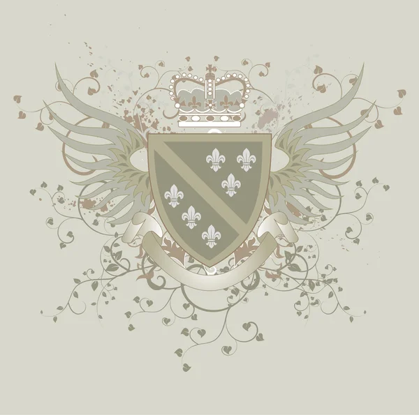 Escudo de armas con flor de lis — Vector de stock