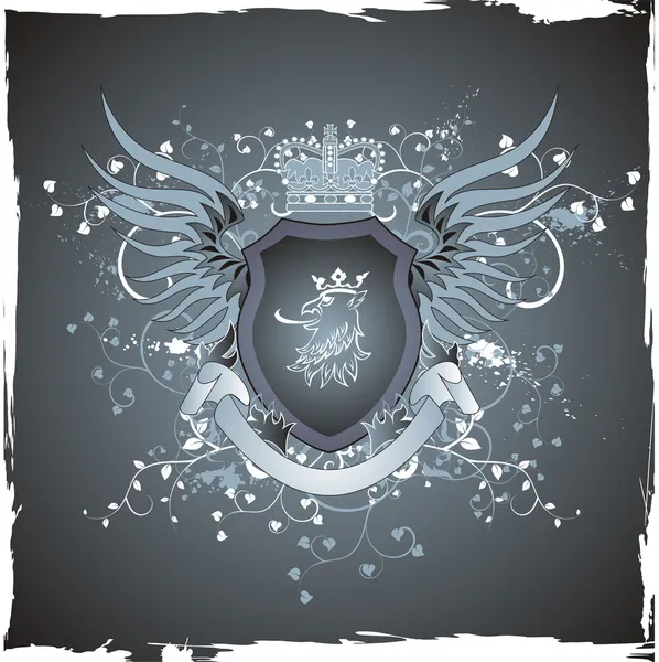Grunge escudo retro com leões — Vetor de Stock