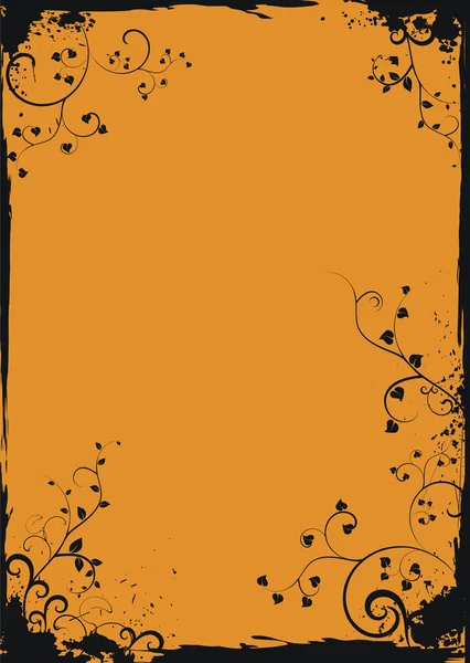 Grunge orangefarbener Blumenrahmen — Stockvektor