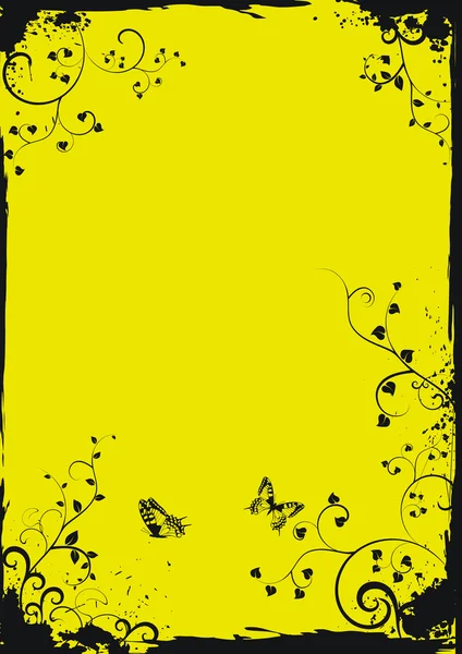 グランジの黄色い花のフレーム — ストックベクタ