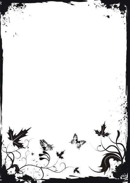 Grunge λευκό floral πλαίσιο — Διανυσματικό Αρχείο