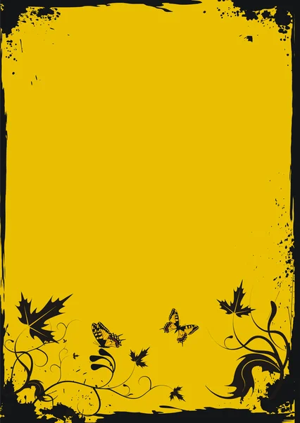Grunge marco floral amarillo — Archivo Imágenes Vectoriales