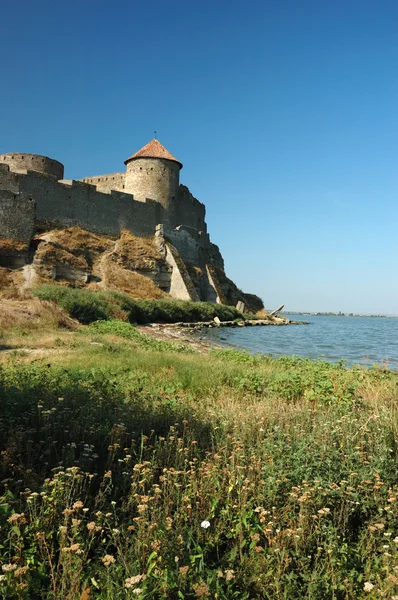 Velha fortaleza na margem do rio — Fotografia de Stock