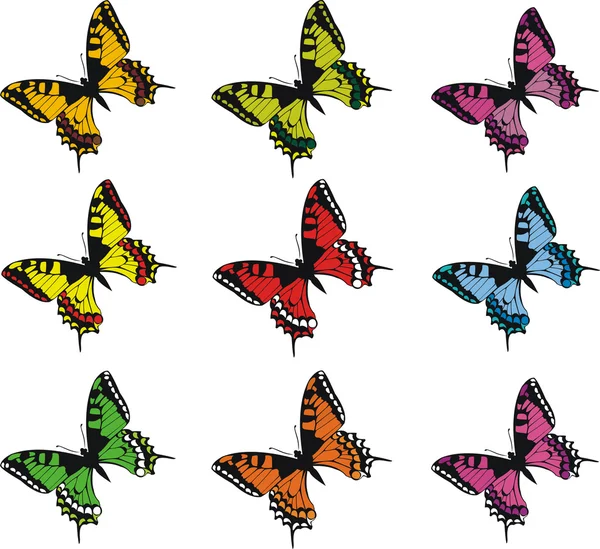 stock vector Collection of colorful butterflies