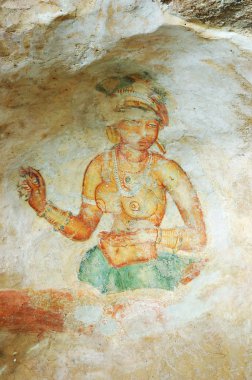 Wall painting in Sigiriya rock monastery clipart