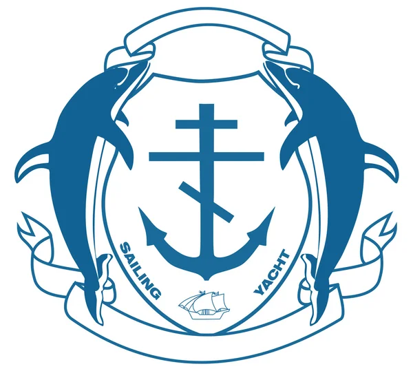 复古徽章与两个海豚 — 图库矢量图片