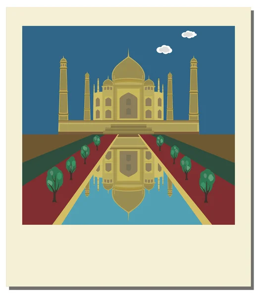 Old photo with Taj Mahal,India — Stock Vector