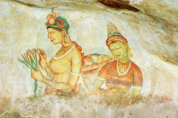 Wall painting in Sigiriya ,Ceylon — Stock Photo, Image