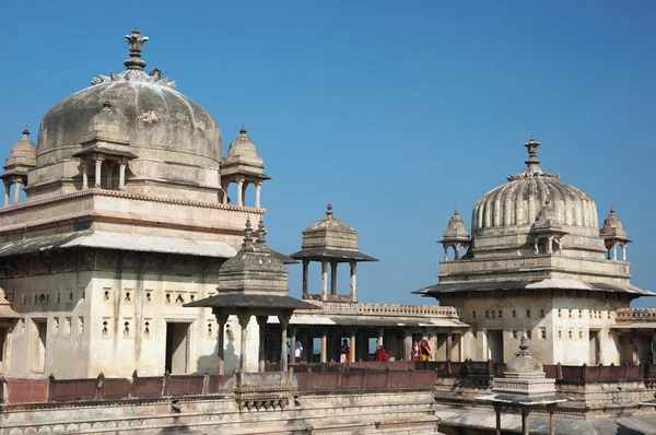 Kuppeln des Raj Mahal Palastes, Orcha, Indien — Stockfoto