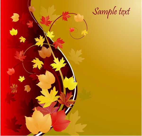 Gold autumn background with leaves — Stock Vector