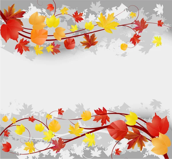 葉と花の秋の背景 — ストックベクタ