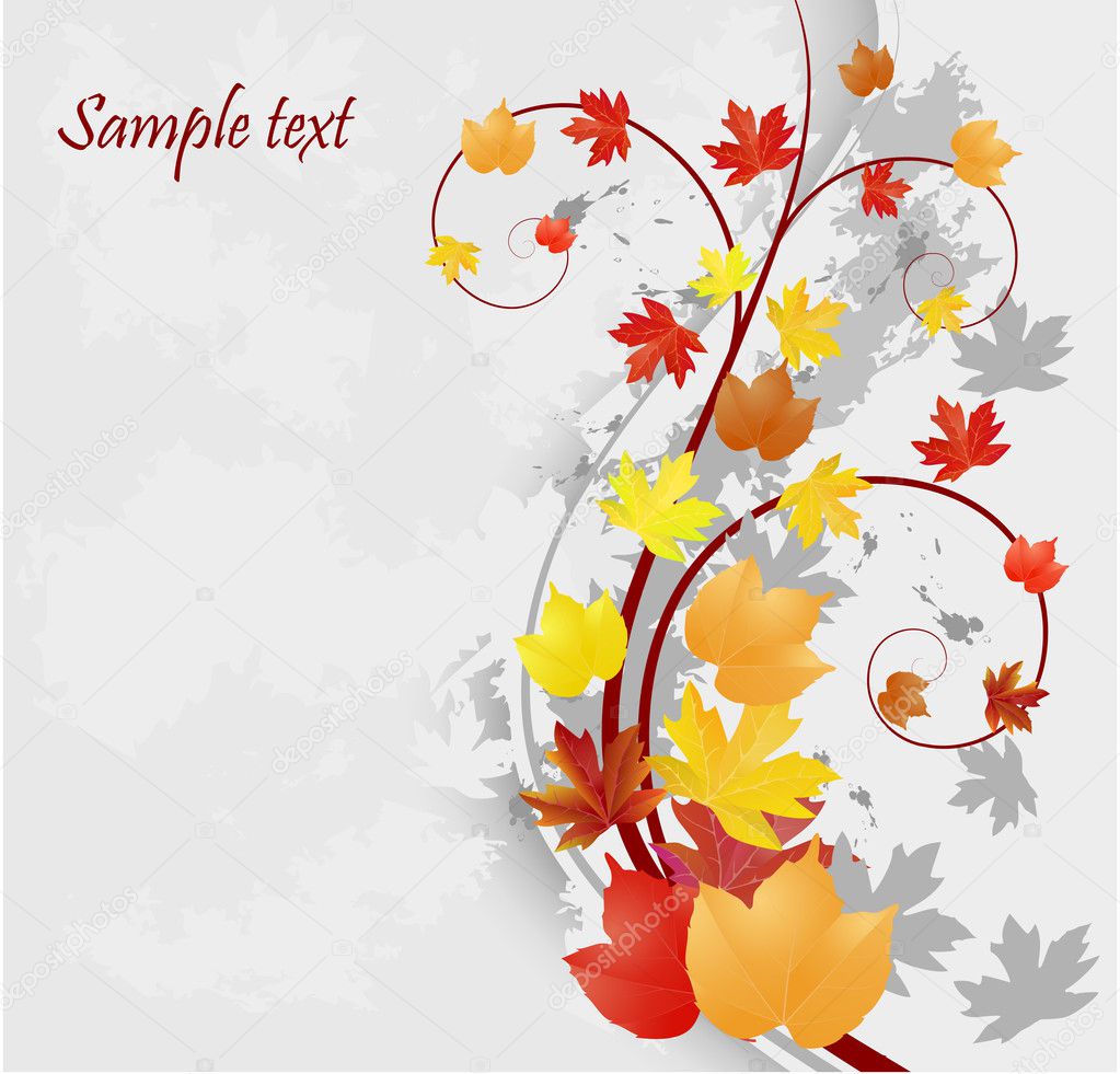 Floral autumn background with leaves