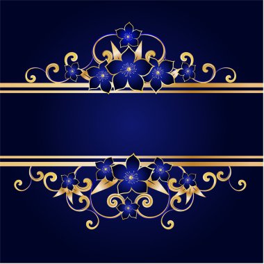 Golden floral frame clipart