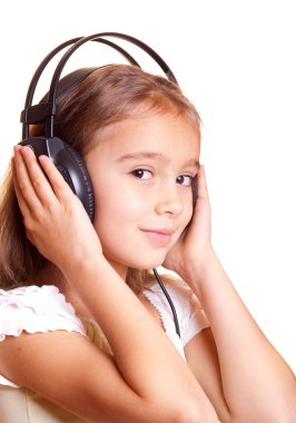 Girl listening music clipart