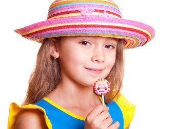 Girl in straw hat clipart