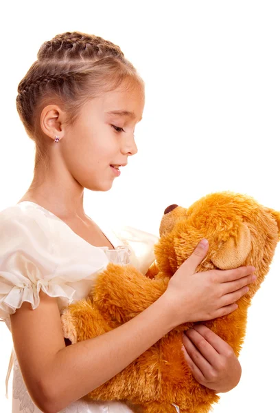 Little Girl And Teddy Bear — Stock Photo, Image