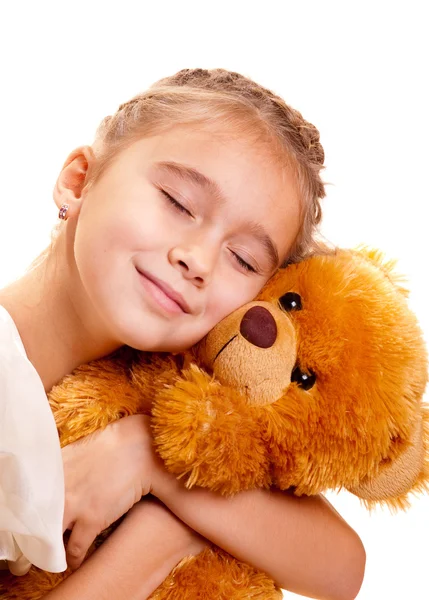 Klein meisje en teddy bear — Stockfoto