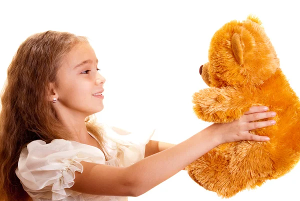 Little Girl And Teddy Bear — Stock Photo, Image