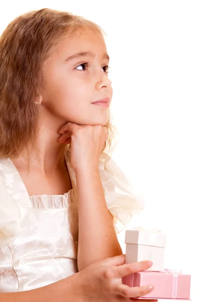 Little girl and gift — Stock Photo, Image