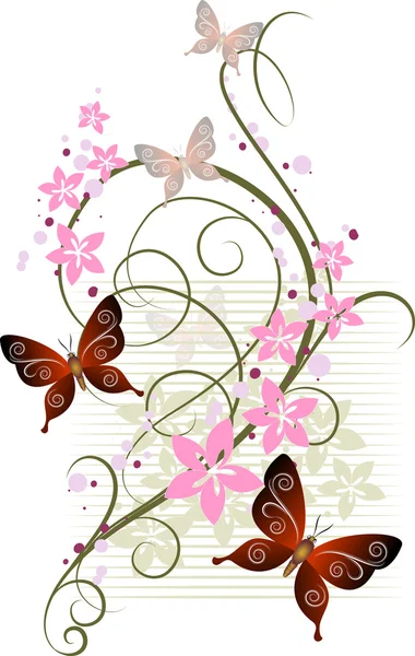 Floral background with butterflies — Stock Vector