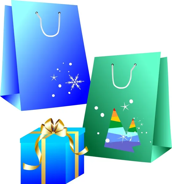Christmas box en zakken gebruiksspel — Stockvector