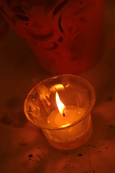 Golden Candle in the Dark — Stock Photo, Image