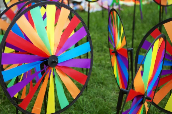stock image Colorful wind wheels for kids