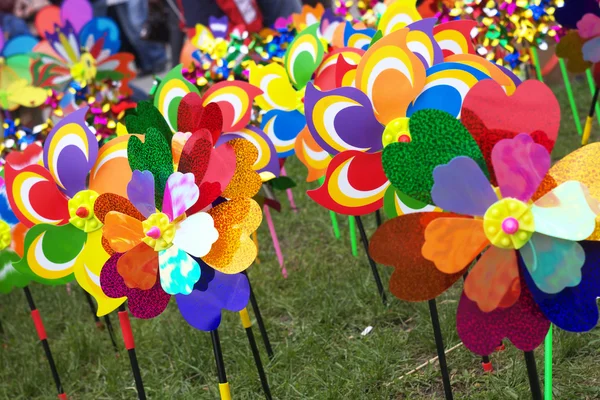 stock image Colorful wind wheels for kids