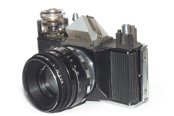 Una vieja cámara SLR manual rota de 35mm — Foto de Stock