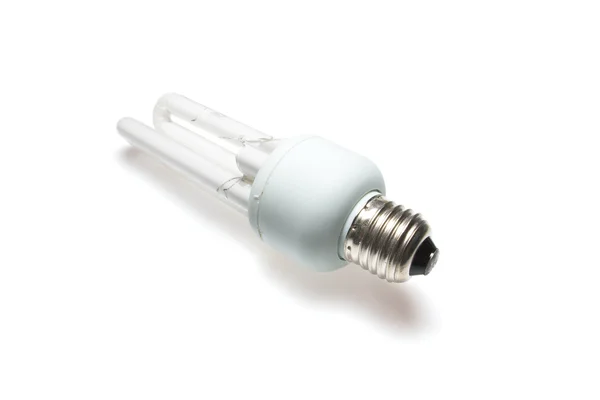 Broken Compact fluorescent lamp isolated — Stock Photo, Image
