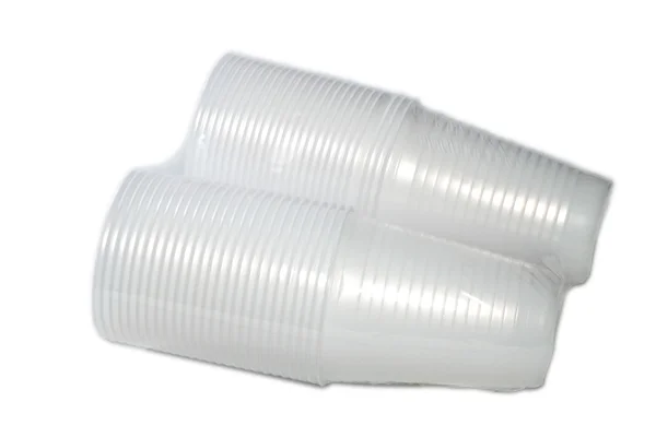 Plastic disposable drinking cups — Stock Photo, Image