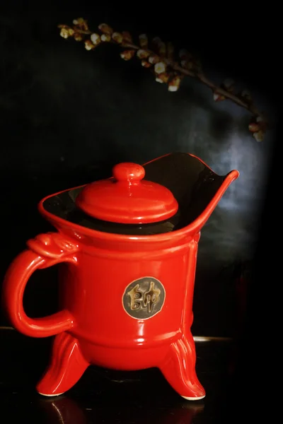 Red china teapot — Stock Photo, Image