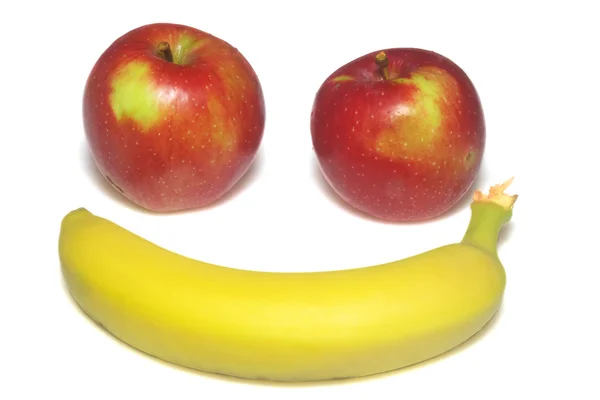 Apple macintosh a banán, samostatný — Stock fotografie